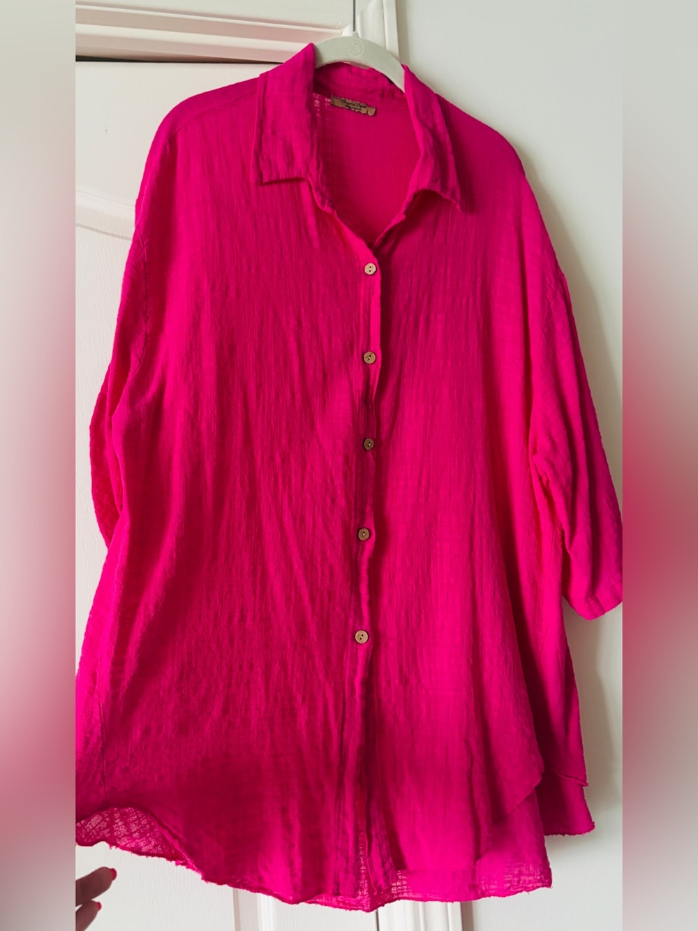 Tunic Length (100% Cotton/Linen look) Button Top